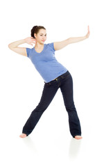 Model shot in studio on white