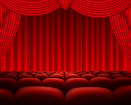 Cinema or theater scene with a curtain