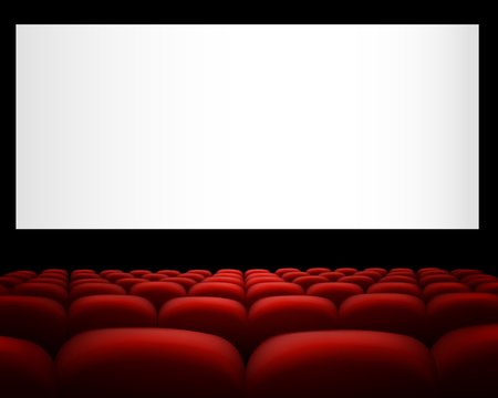  Illustration of a cinema with red upholstery