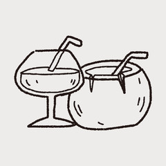 coconut drink doodle