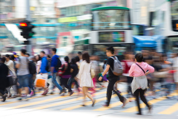 Pedestrians in Business District of Hong Kong