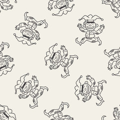 clown doodle drawing seamless pattern background