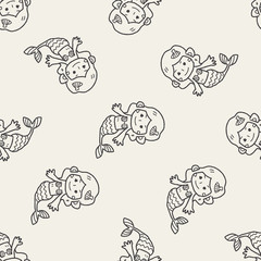 Mermaid doodle seamless pattern background