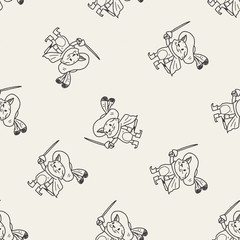 Puss In Boots doodle seamless pattern background