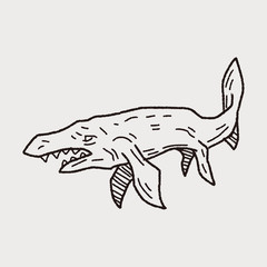 fish dinosaur doodle