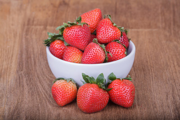 fresh strawberries on wooden