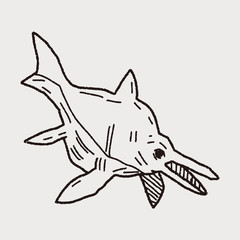 fish dinosaur doodle