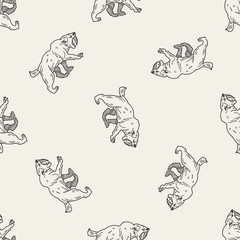 Smilodon doodle seamless pattern background