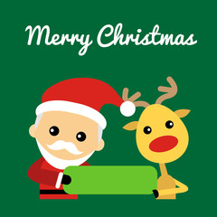 illustration of cute santa claus and reindeer

