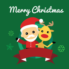 Fototapeta na wymiar illustration of cute santa claus and reindeer 