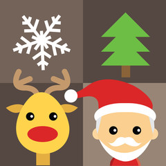 Obraz na płótnie Canvas illustration of cute santa claus and reindeer 