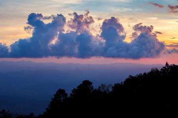Landscape. mountain during sunset in Thailand.Dramatic sky.