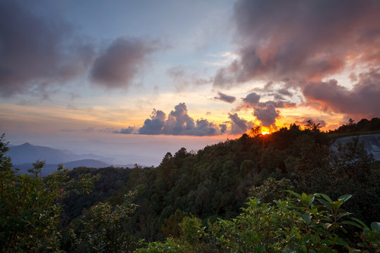Landscape. mountain during sunset in Chiangmai,Thailand