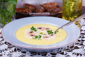Creamy Mushroom Soup with fresh herbs