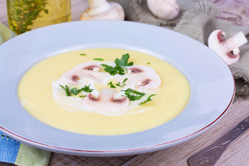 Creamy Mushroom Soup with fresh herbs