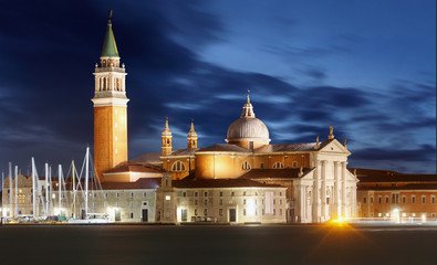 Fototapeta na wymiar Gondolas with view of San Giorgio Maggiore, Venice, Italy