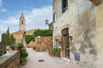 cathedral in Medieval Town Pienza, Tuscany, Italy.