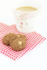 Cookies on red canvas