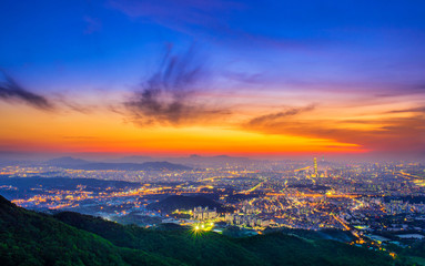 Fototapeta premium South Korea skyline of Seoul, The best view of South Korea with