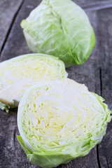 cabbage on wooden surface