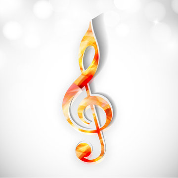 Colorful musical sign on shiny background.