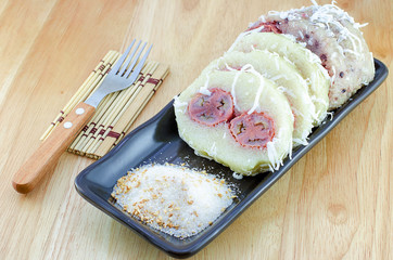 Thailand dessert- boiled Rice with banana and coconut - Kao tom