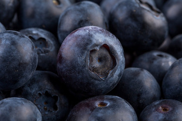 Blueberries on stone plate background