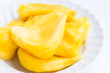 Jackfruits on white background
