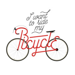 Fototapeta premium Abstract bicycle illustration with quote