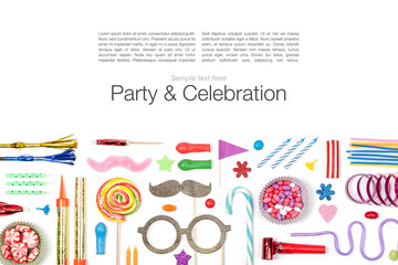 party and celebration elements on white background 