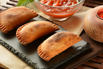 homemade tuna patty with tomato sauce