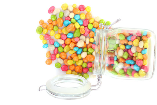 colorful sweets in a glass jar
