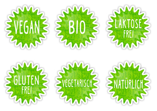 Vegan Buttons / Laktosefrei, Bio, Vegetarisch