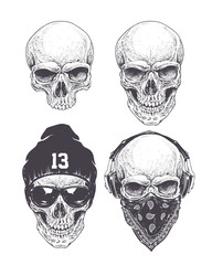 Dotwork Skulls Set