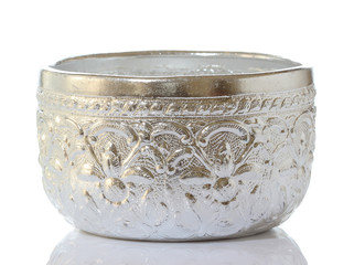 silver bowl isolated on white background