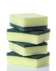 Kitchen sponge for washing dishes. Isolated on white background