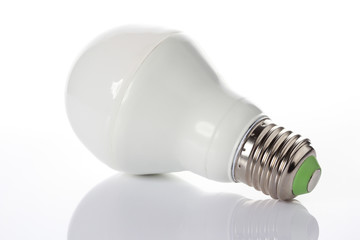 LED energy saving bulb on white background.