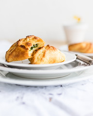 homemade puff pastry filled with sour cream filling 