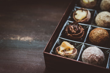 chocolate truffles in a box