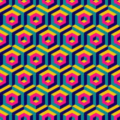 Seamless abstract 3d background with hexagonal elements.