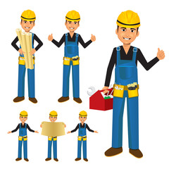 Construction worker or handyman with toolbox