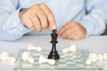 Chess figure, business concept strategy, leadership, team and su