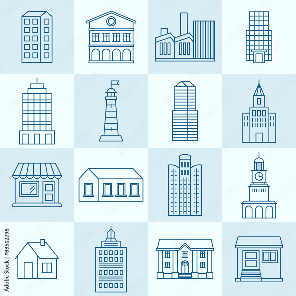 Poster vector collection of linear icons