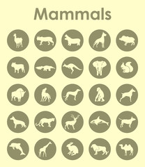 Set of mammals simple icons