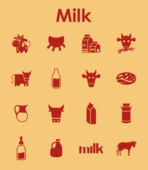 Set of milk simple icons