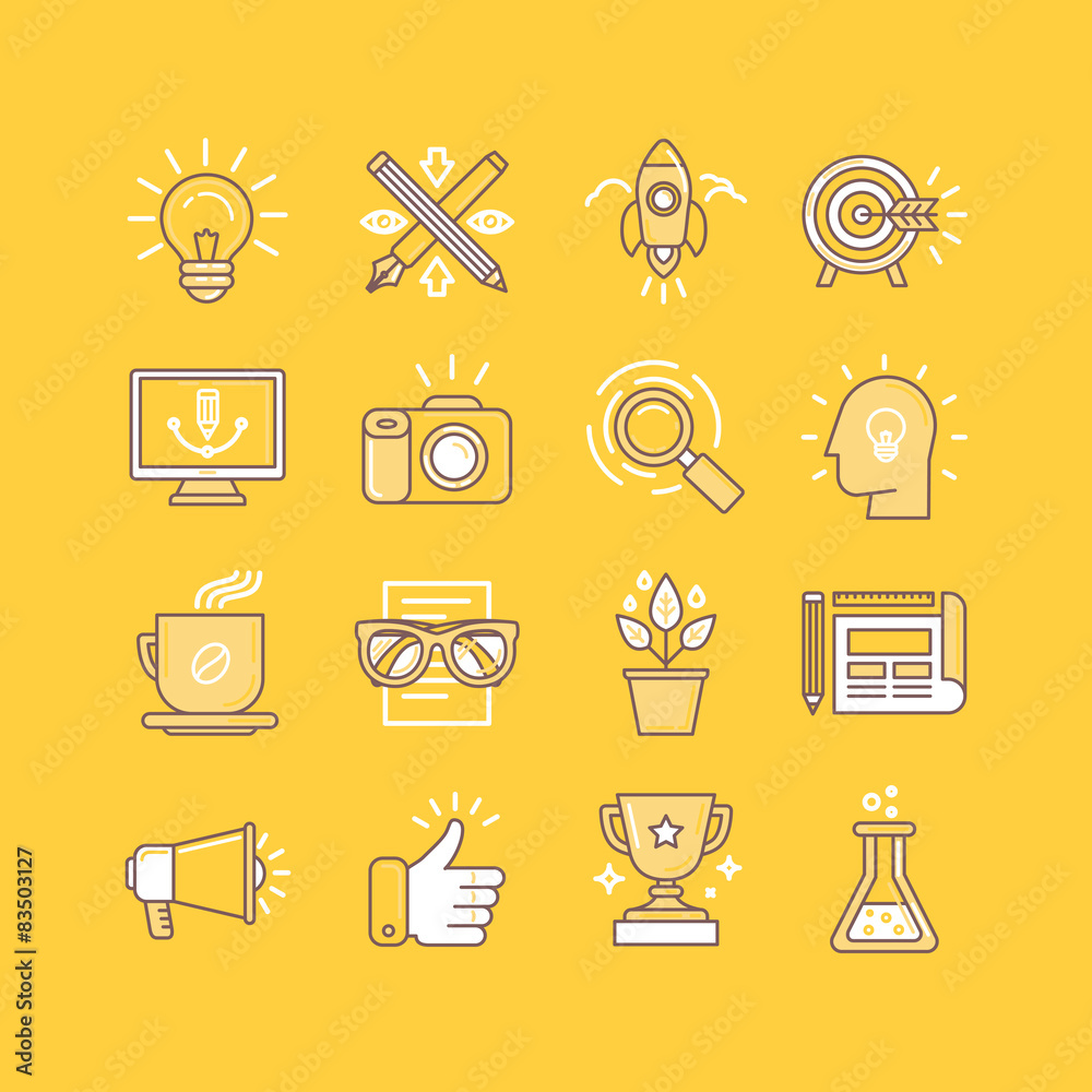 Poster Vector set of linear icons