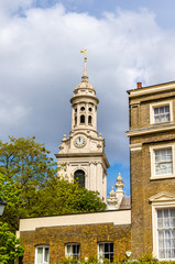 Fototapeta na wymiar View of St Alfege Church in Greenwich, London