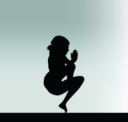 Fototapeta na wymiar woman silhouette with hand gesture mouth to mouth