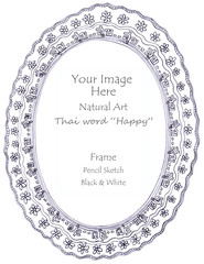 HappyThai word pencil sketch picture frame