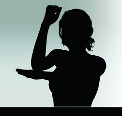 woman silhouette with hand gesture
